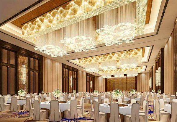 大型酒店宴會(huì)廳優(yōu)質(zhì)長(zhǎng)方形水晶吊燈定制廠家供貨